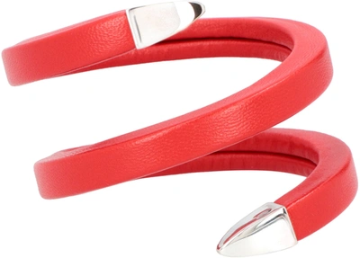 Shop Bottega Veneta Coiled Cuff Bracelet In Red