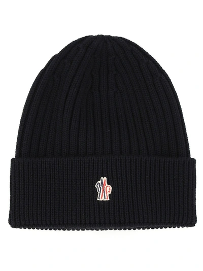 Shop Moncler Grenoble Logo Embroidered Beanie In Black