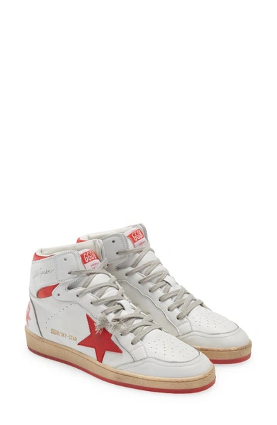 Shop Golden Goose Sky-star High Top Sneaker In White/ Red