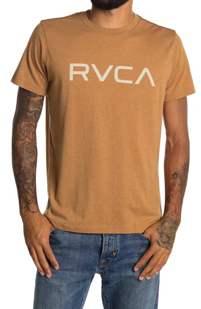 Shop Rvca Big  Logo T-shirt In Camel/ White