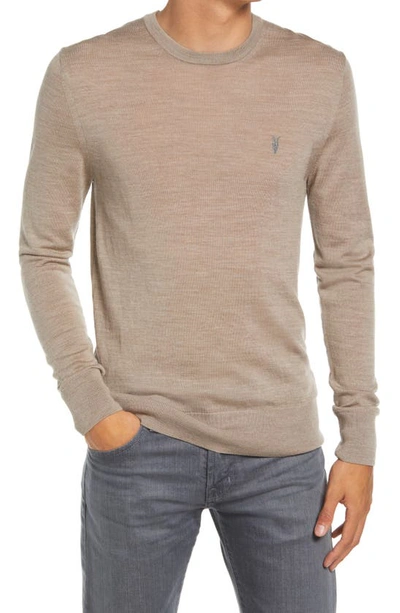 Shop Allsaints Mode Slim Fit Wool Sweater In Smoked Brown Marl