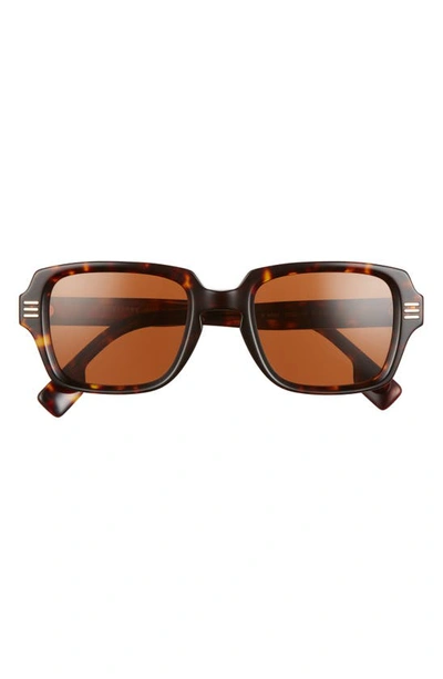 Shop Burberry 51mm Rectangular Sunglasses In Dark Havana/ Dark Brown