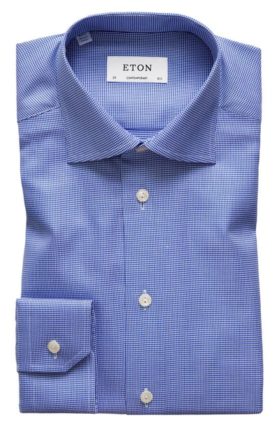 Shop Eton Contemporary Fit Houndstooth Cotton Dress Shirt In Blue