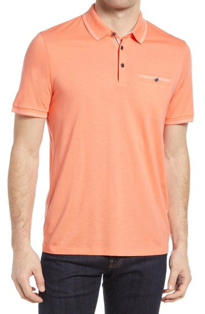 Shop Ted Baker Tortila Slim Fit Tipped Pocket Polo In Orange