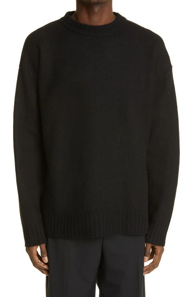 Shop Jil Sander Oversize Crewneck Wool Sweater In Black