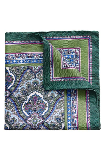 Eton Men's Silk Paisley Pocket Square, Green In Green