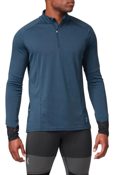 Shop On Weather Quarter Zip Performance Pullover In Navy