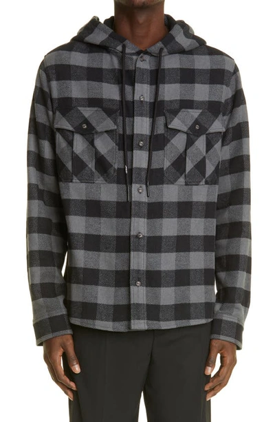 Shop Off-white Arrows Hooded Flannel Shirt In Light Grey Wh