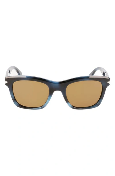 Shop Lanvin Jl 52mm Rectangular Sunglasses In Blue Havana