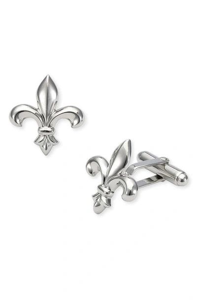 Shop David Donahue Fleur De Lis Cuff Links In Silver
