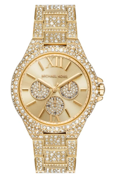 Shop Michael Michael Kors Camille Pavé Multifunction Bracelet Watch, 42mm In Gold