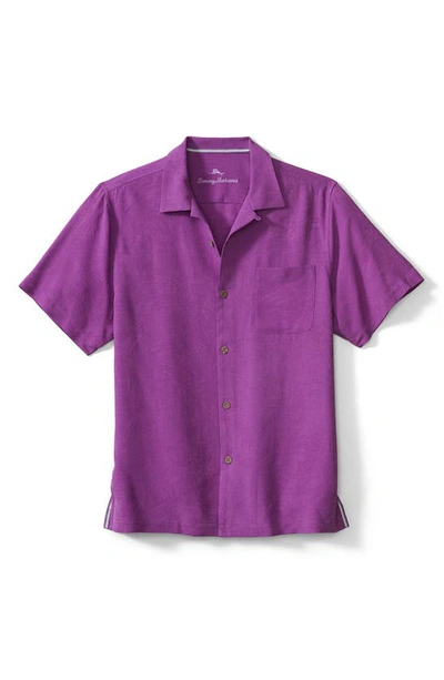 Shop Tommy Bahama Tropic Isles Short Sleeve Button-up Silk Shirt In Hyacinth Violet