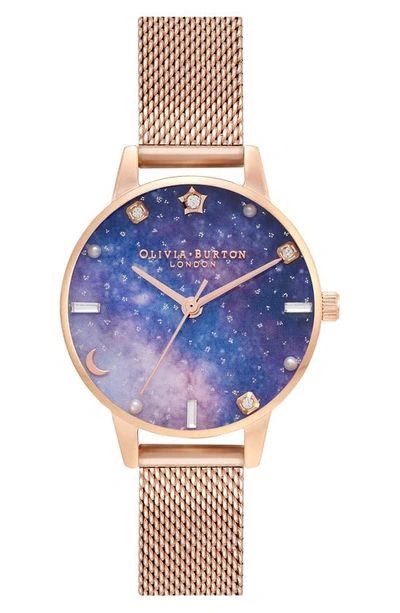 Shop Olivia Burton Celestial Mesh Strap Watch, 30mm In Multi