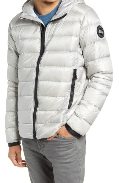 Shop Canada Goose Crofton Packable 750 Fill Power Down Hooded Jacket In Silverbirch - Bouleau Argente