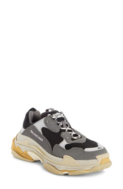 Shop Balenciaga Triple S Retro Sneaker In Grey/ Yellow