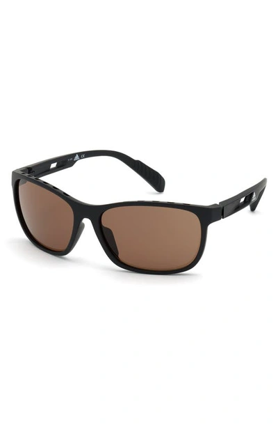 Shop Adidas Originals 62mm Square Sunglasses In Matte Black/ Brown