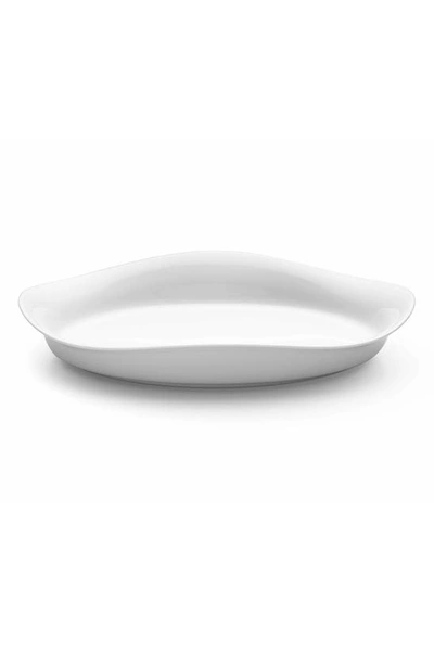 Shop Georg Jensen Cobra Porcelain Oval Deep Dish Serving Bowl In Silver