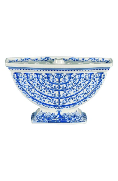 Shop Spode Judaica Porcelain Menorah In Blue