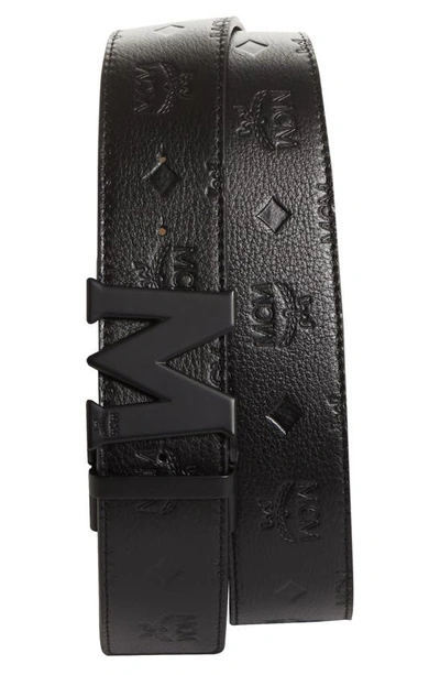 Shop Mcm Monogram Leather Belt In Black