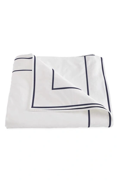Shop Matouk Ansonia Cotton Percale Duvet Cover In White/ Navy