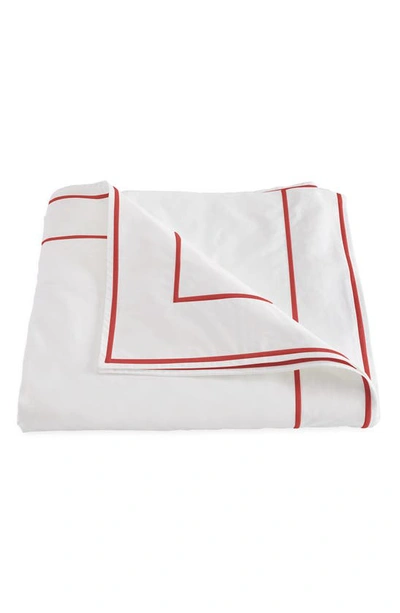 Shop Matouk Ansonia Cotton Percale Duvet Cover In White/ Red