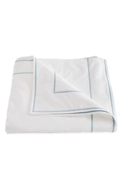 Shop Matouk Ansonia Cotton Percale Duvet Cover In White/ Blue