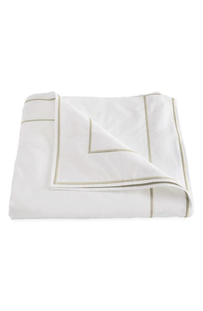 Shop Matouk Ansonia Cotton Percale Duvet Cover In White/ Almond