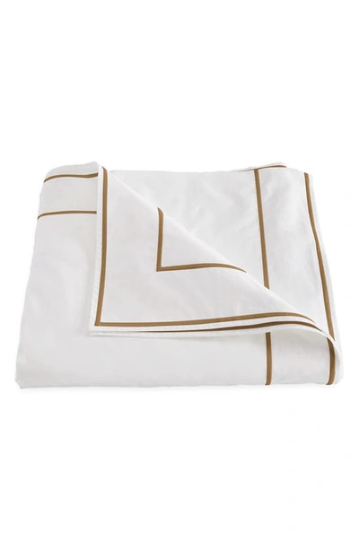 Shop Matouk Ansonia Cotton Percale Duvet Cover In White/ Bronze