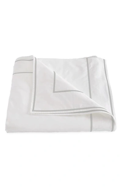 Shop Matouk Ansonia Cotton Percale Duvet Cover In White/ Sterling