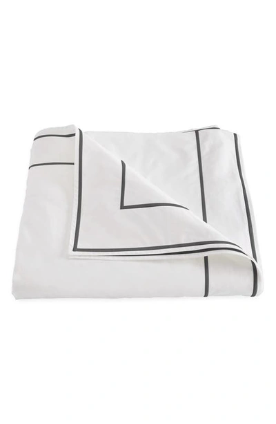 Shop Matouk Ansonia Cotton Percale Duvet Cover In White/ Charcoal