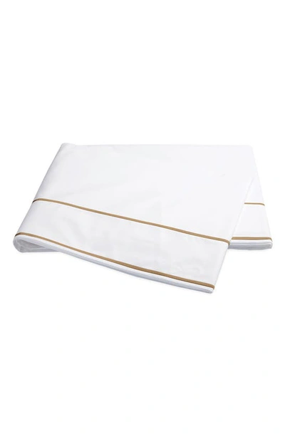 Shop Matouk Ansonia 500 Thread Count Flat Sheet In White/ Bronze