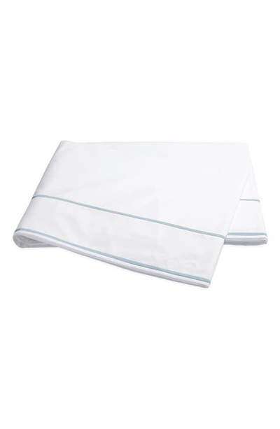 Shop Matouk Ansonia 500 Thread Count Flat Sheet In White/ Blue