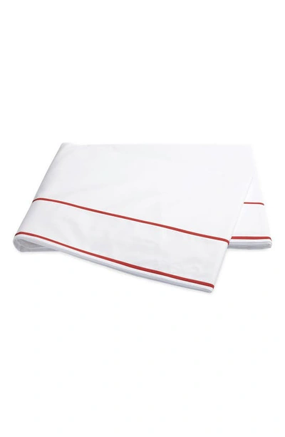 Shop Matouk Ansonia 500 Thread Count Flat Sheet In White/ Chinese Red