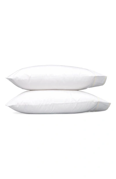 Shop Matouk Set Of 2 Ansonia 500 Thread Count Cotton Percale Pillowcases In White/ Ivory
