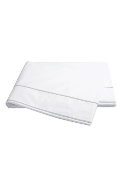 Shop Matouk Ansonia 500 Thread Count Flat Sheet In White/ Sterling