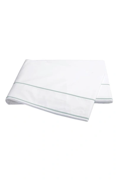 Shop Matouk Ansonia 500 Thread Count Flat Sheet In White/ Jade