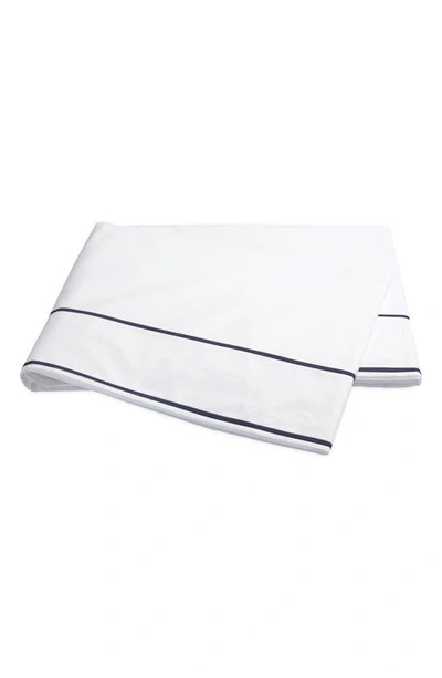 Shop Matouk Ansonia 500 Thread Count Flat Sheet In White/ Navy
