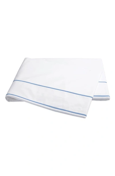Shop Matouk Ansonia 500 Thread Count Flat Sheet In White/ Ocean