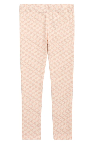 Shop Fendi Kids' Karligraphy Ff Logo Leggings In Beige/ Pink