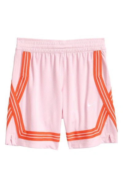 Shop Nike Kids' Dri-fit Fly Crossover Shorts In Pink Foam / White
