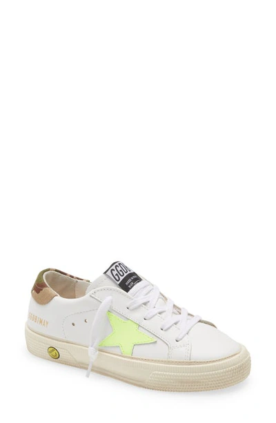 Shop Golden Goose Kids' May Low Top Sneaker In White/ Yellow/ Green