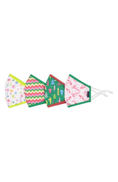 Shop Andy & Evan Assorted 4-pack Youth Face Masks In Green Snowflake