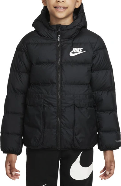 Nike Sportswear Therma-fit Big Kids' Down-fill Jacket In Black/black/white  | ModeSens