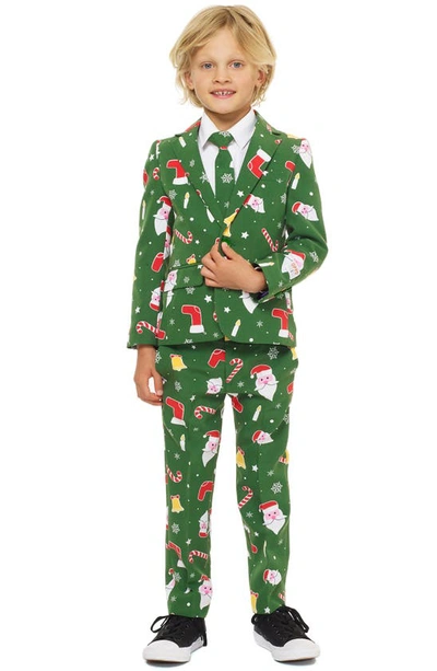 Shop Opposuits Santaboss Two-piece Suit With Tie In Green
