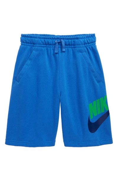 Shop Nike Kids' Sportswear Club Athletic Shorts In Pacific Blue/ Green Spark