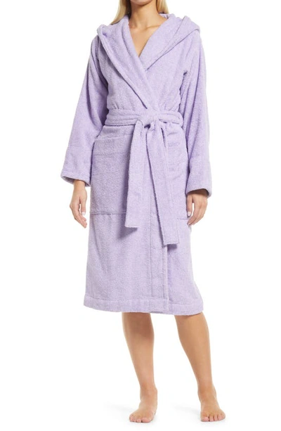 Shop Tekla Organic Cotton Hooded Bathrobe In Lavender