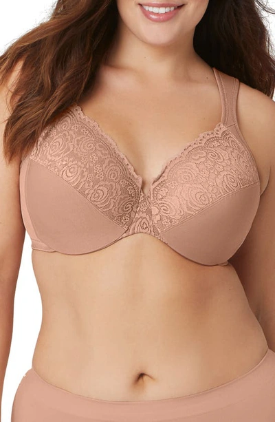 Glamorise Low Cut WonderWire Lace Underwire Bra 1240 (Women's