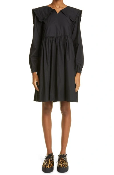 Shop Molly Goddard Atlanta Long Sleeve Poplin Babydoll Dress In Black