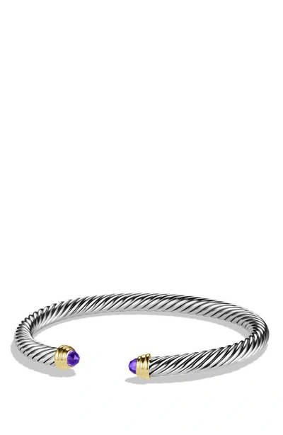 Shop David Yurman Cable Classics Bracelet With Semiprecious Stones & 14k Gold, 5mm In Amethyst