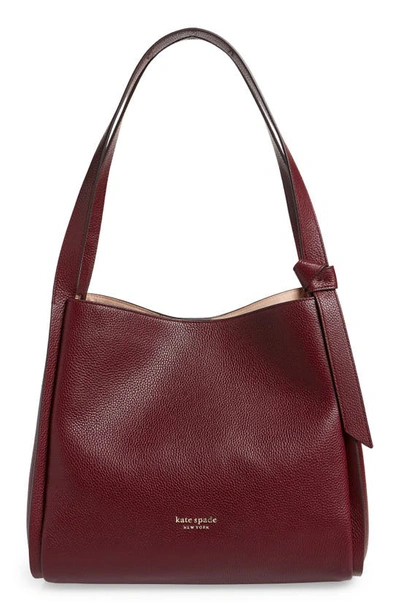 Shop Kate Spade Knott Large Leather Shoulder Bag In Grenache